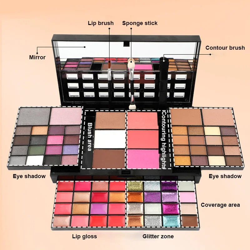 74 Colors Makeup Set Lip Gloss Blush Eyeshadow Highlight Combination Plate Wholesale Makeup Set 74 Colors Makeup Set Lip Gloss Blush Eyeshadow Highlight Combination Plate Wholesale Makeup Set